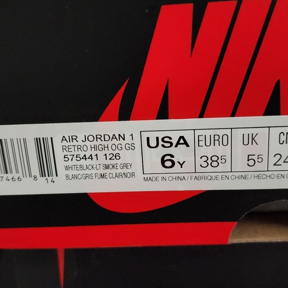 Nike Air Jordan 1 Retro High OG GS Smoke Grey 575441-126 - Picture 8 of 9